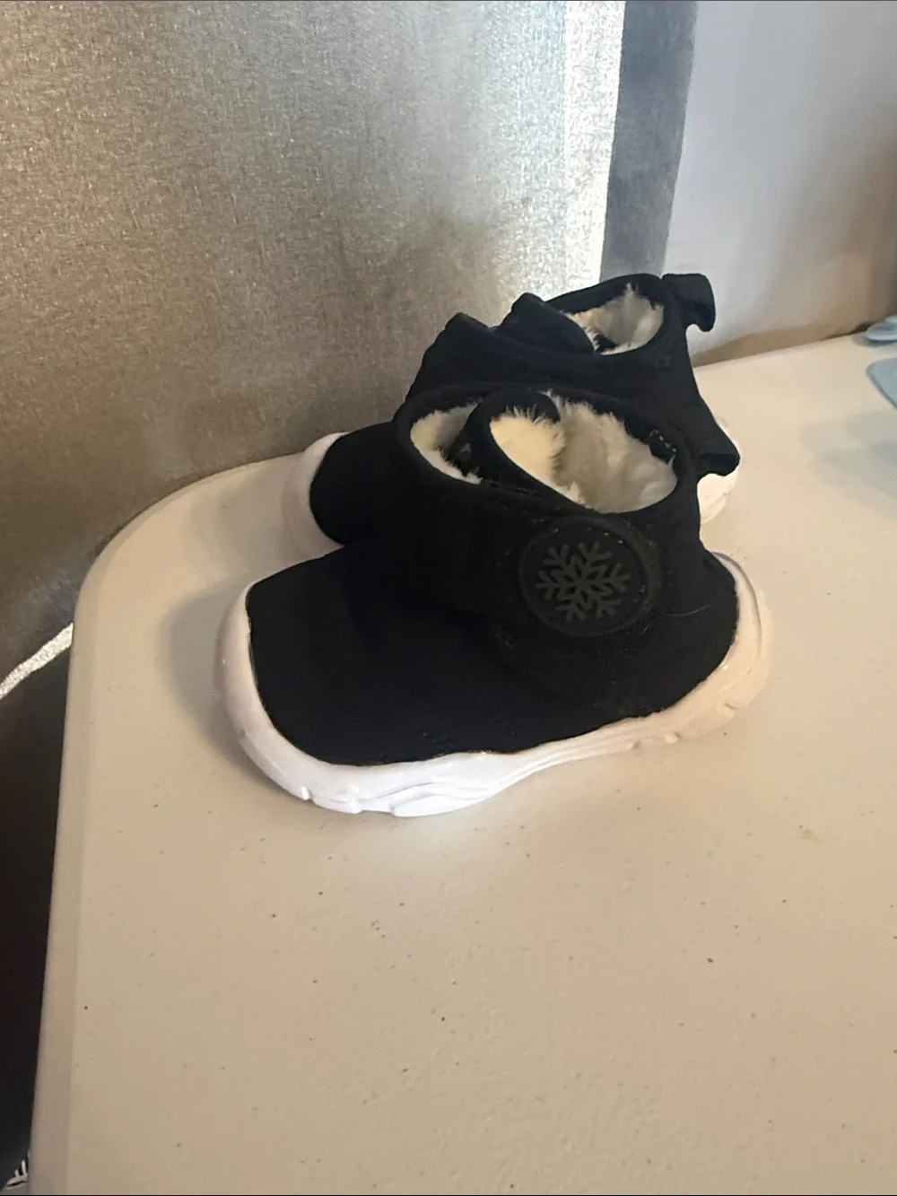 Kids Black Winter Booties with Plush Lining